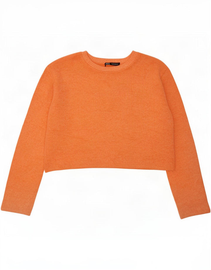 Top corto oversize da donna Zara a maniche lunghe UK 10 piccolo poliestere arancione