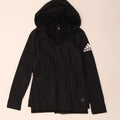 Giacca antipioggia con cappuccio da donna Adidas UK 10 Small nera in poliammide