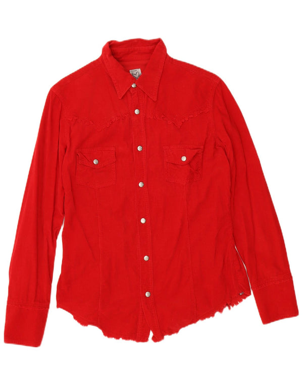 Camicia da donna in velluto a coste Phard UK 12 cotone rosso medio
