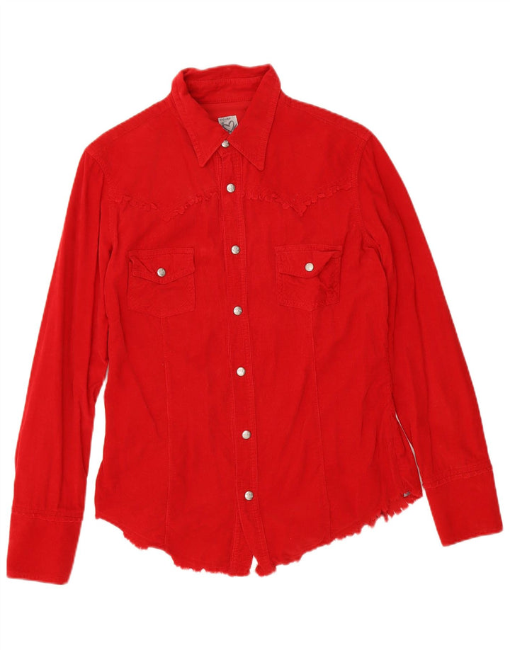 Camicia da donna in velluto a coste Phard UK 12 cotone rosso medio