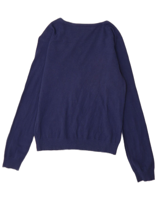 Maglione cardigan da donna Zara UK 14 grande cotone blu navy
