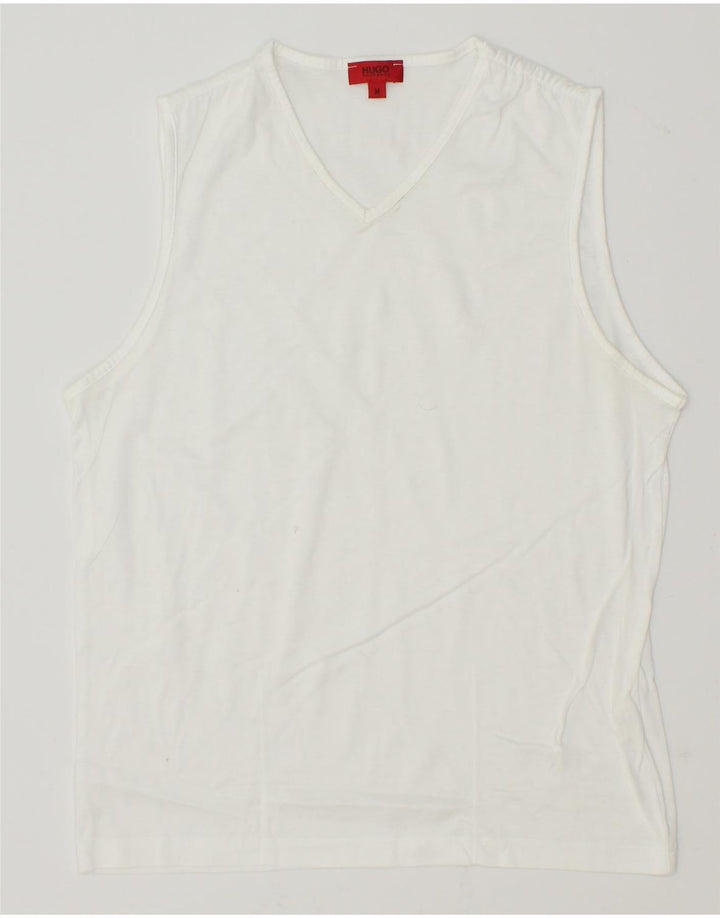 HUGO BOSS Womens Vest Top UK 12 Medium White Cotton Vintage Hugo Boss and Second-Hand Hugo Boss from Messina Hembry 