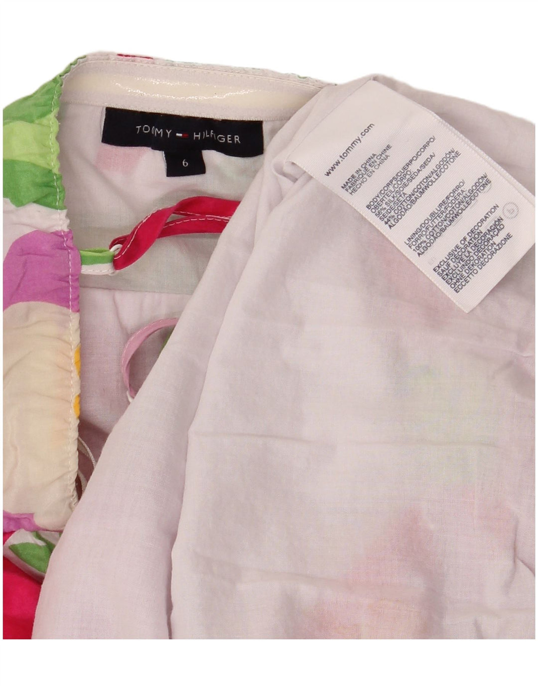 TOMMY HILFIGER Abito prendisole da donna US 6 Seta floreale rosa medio