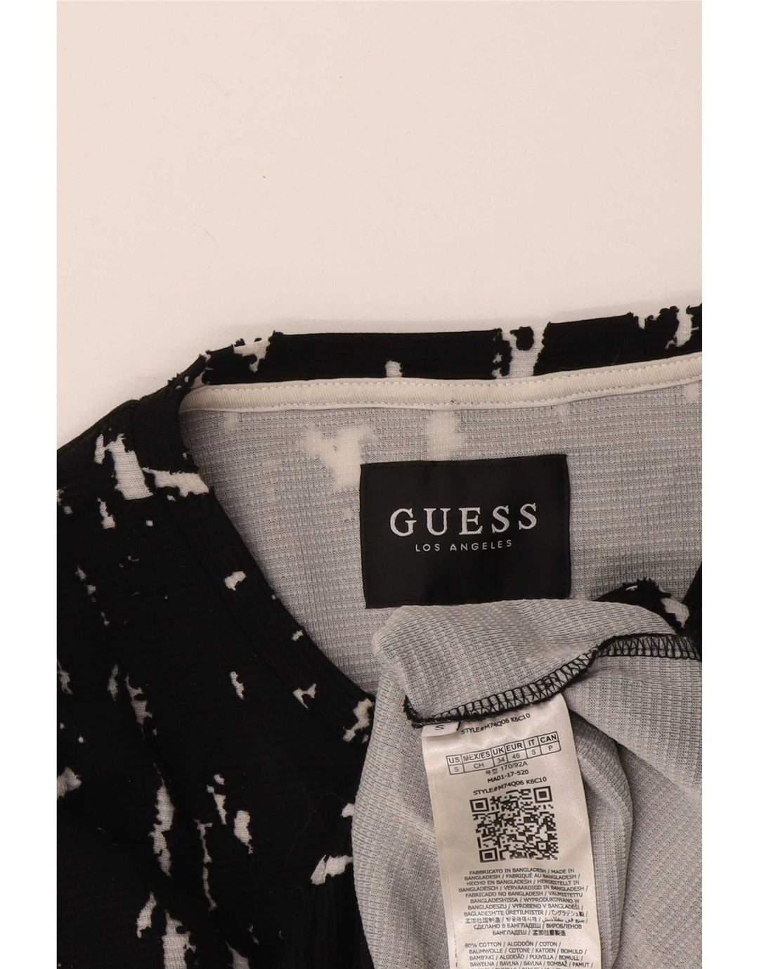 Guess Felpa da uomo con motivo astratto, maglione piccolo in cotone nero