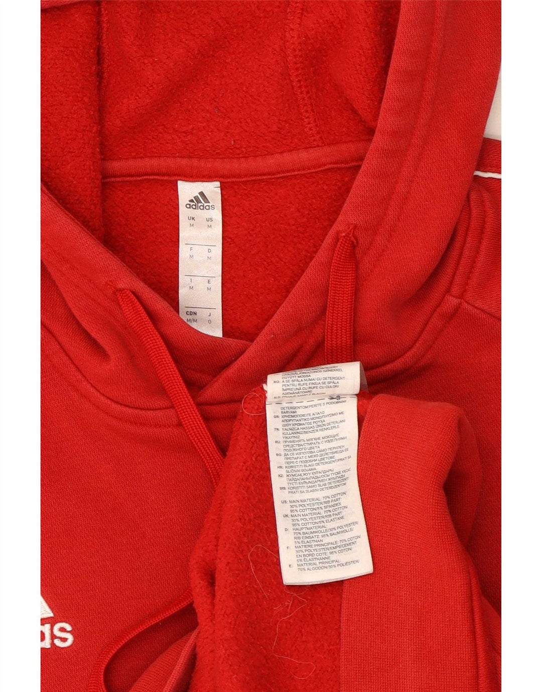 Felpa con cappuccio da uomo Adidas in cotone rosso medio