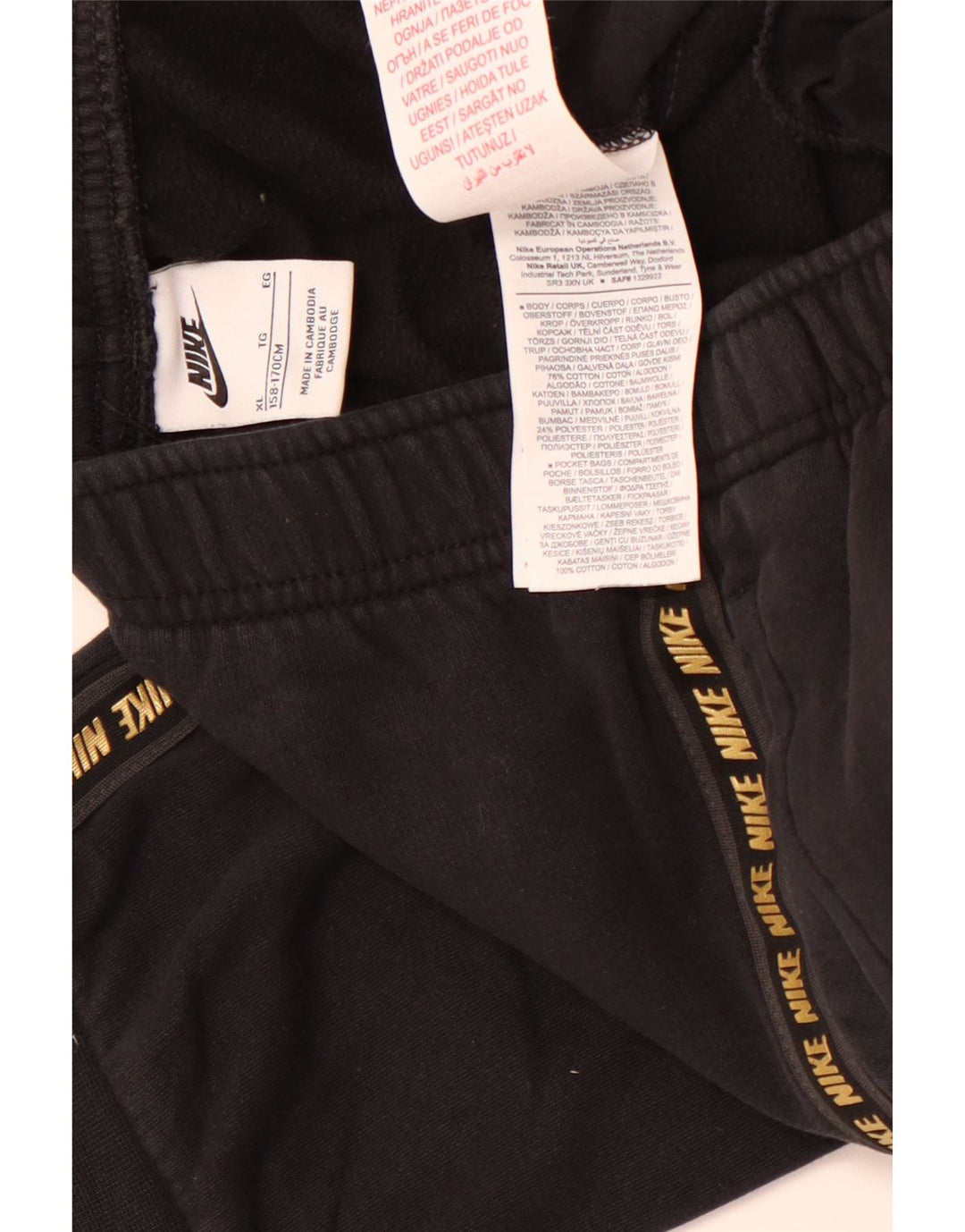 Pantaloni da tuta con grafica NIKE da ragazza, pantaloni da jogging, 13-14 anni, XL, cotone nero