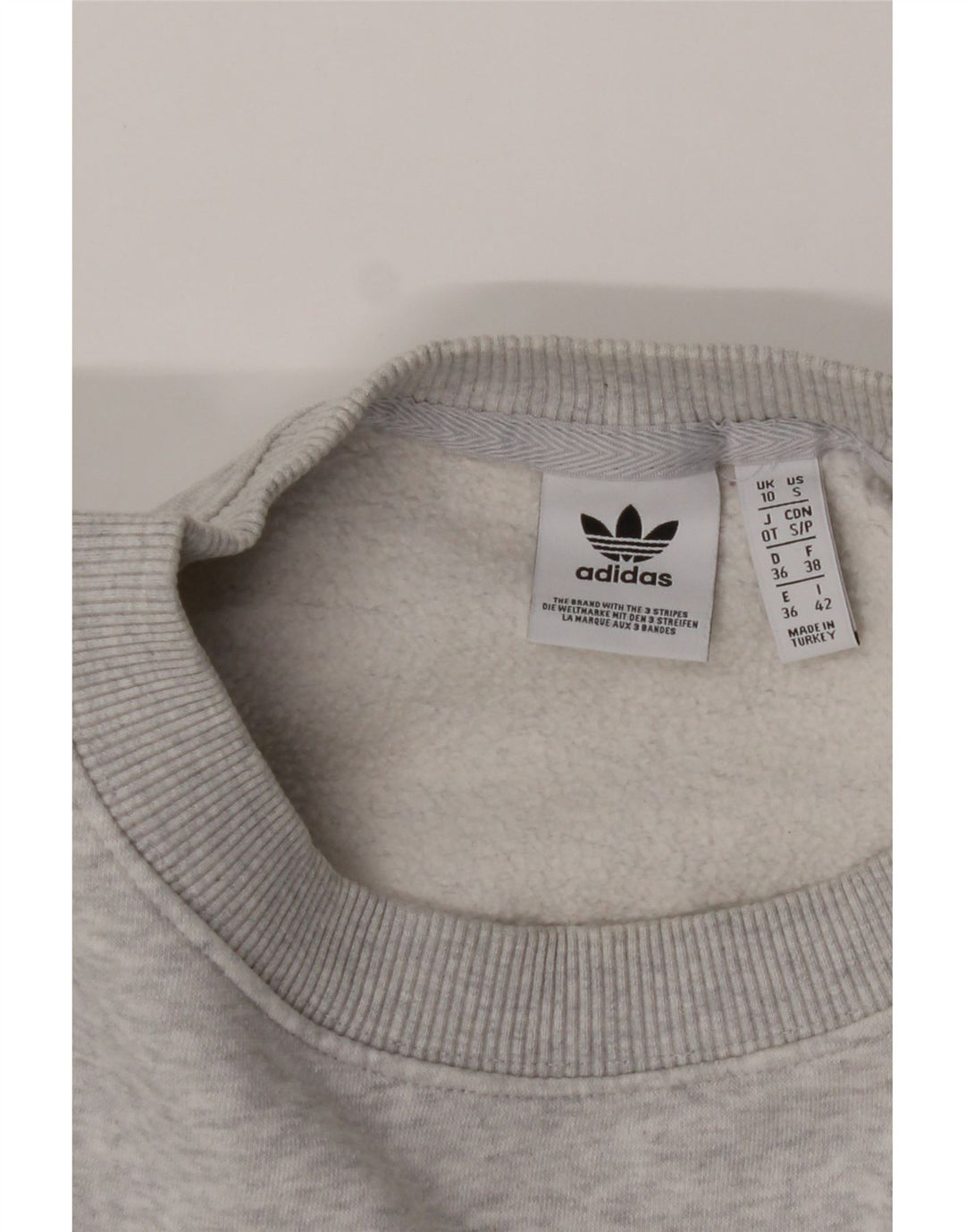 ADIDAS Womens Oversized Graphic Sweatshirt Jumper UK 10 Small  Grey Cotton Vintage Adidas and Second-Hand Adidas from Messina Hembry 