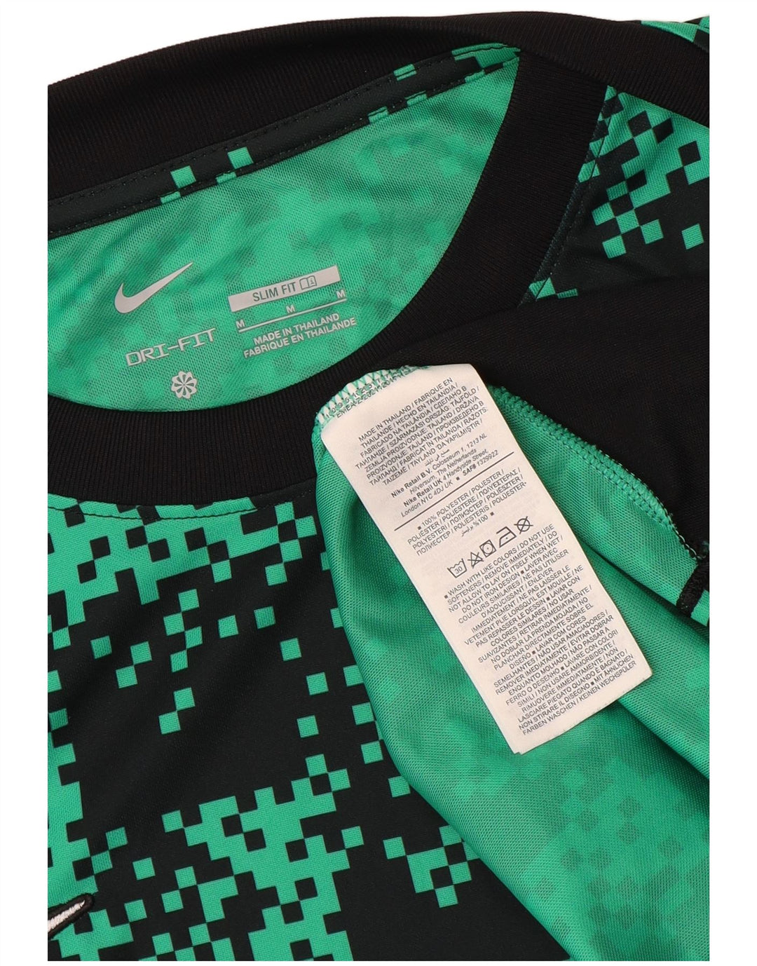 T-shirt slim da uomo Nike Dri Fit con motivo astratto, top in poliestere verde medio