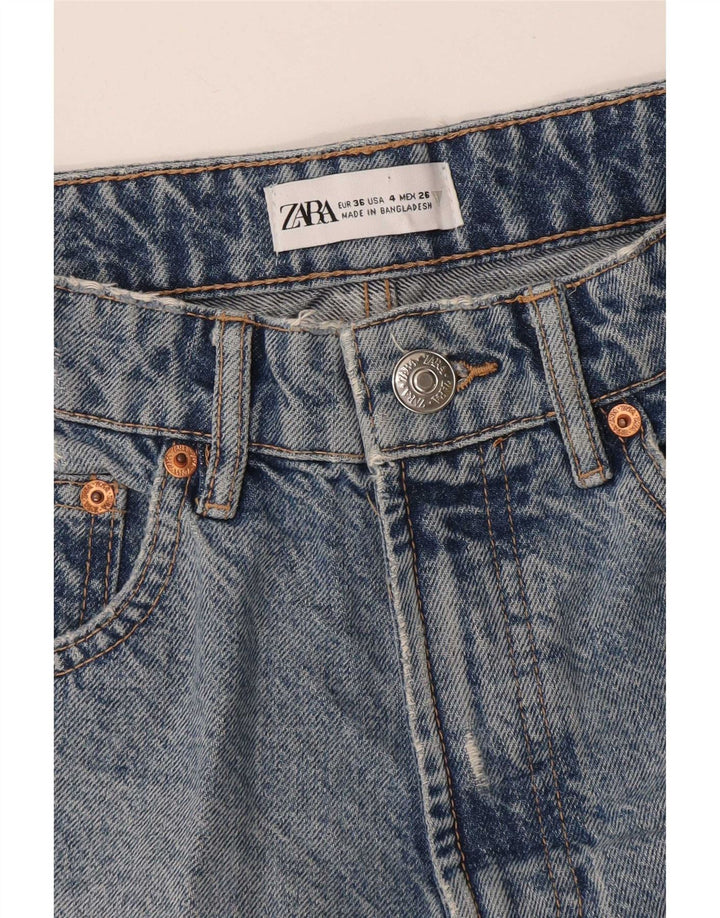 Pantaloncini in denim invecchiato Zara da donna EU 36 XS W26 Blu