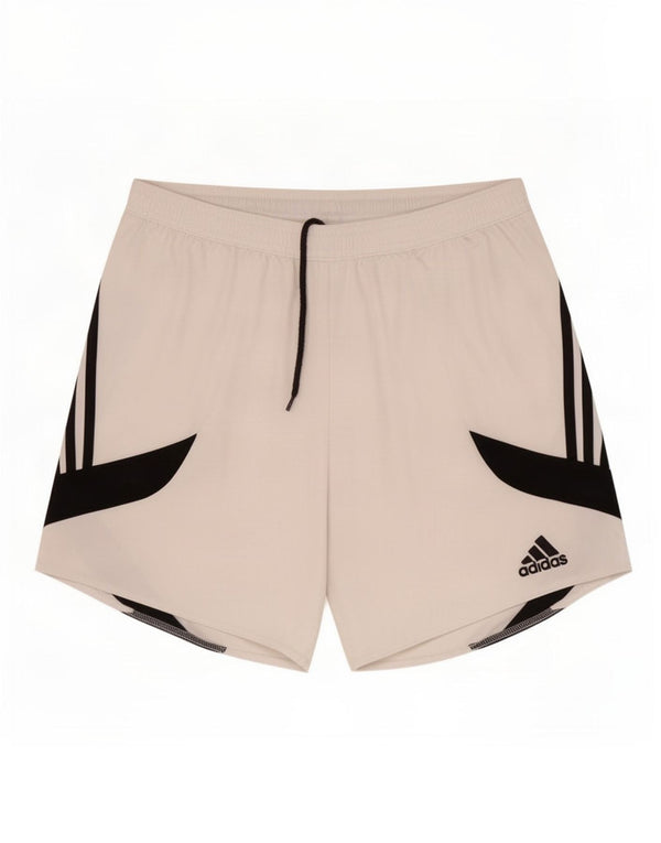 Pantaloncini sportivi Adidas da uomo in poliestere color block bianco medio