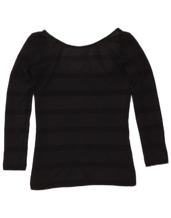 GUESS Maglione corto da donna con scollo a barca UK 4 XS Nero a righe