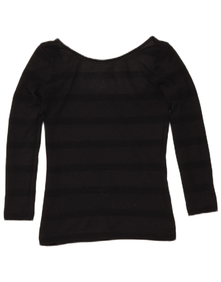 GUESS Maglione corto da donna con scollo a barca UK 4 XS Nero a righe