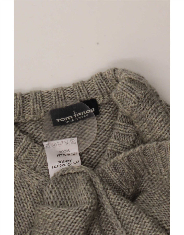 Maglione da donna con scollo a V Tom Tailor UK 16 Large Grey Colourblock