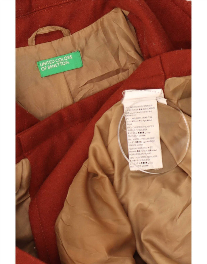 Cappotto da marinaio da donna Benetton UK 14 grande lana marrone