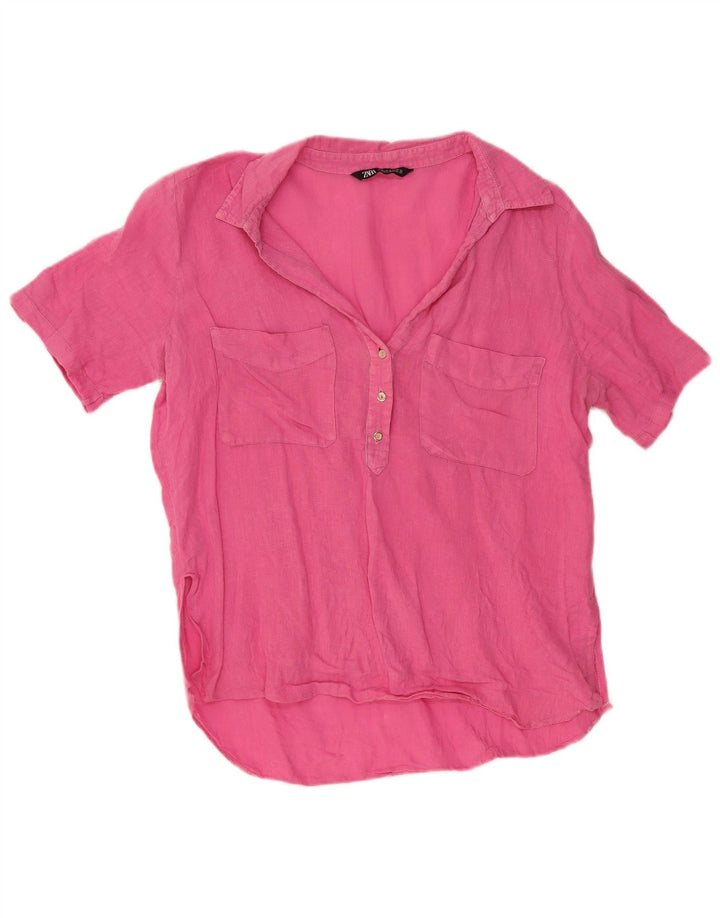 Camicetta a maniche corte da donna ZARA UK 18 XL Rosa
