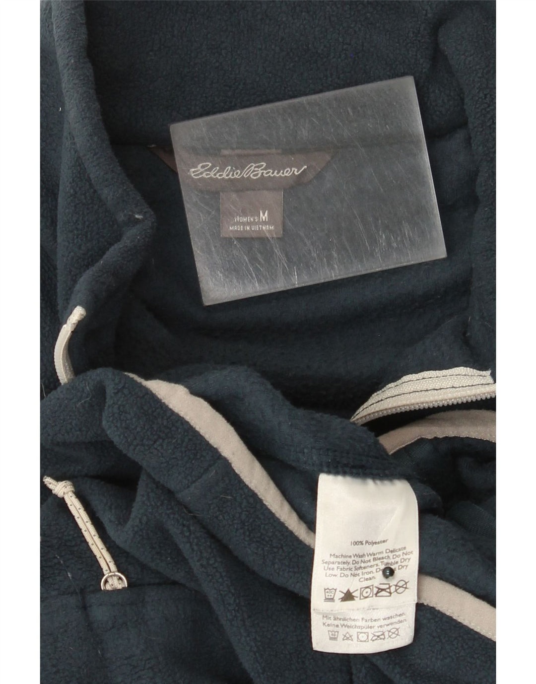 Giacca in pile da donna Eddie Bauer UK 12 poliestere blu navy medio