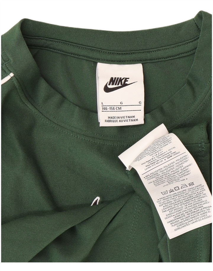 Top corto Nike per ragazze, manica lunga, 12-13 anni, grande, verde, in poliestere