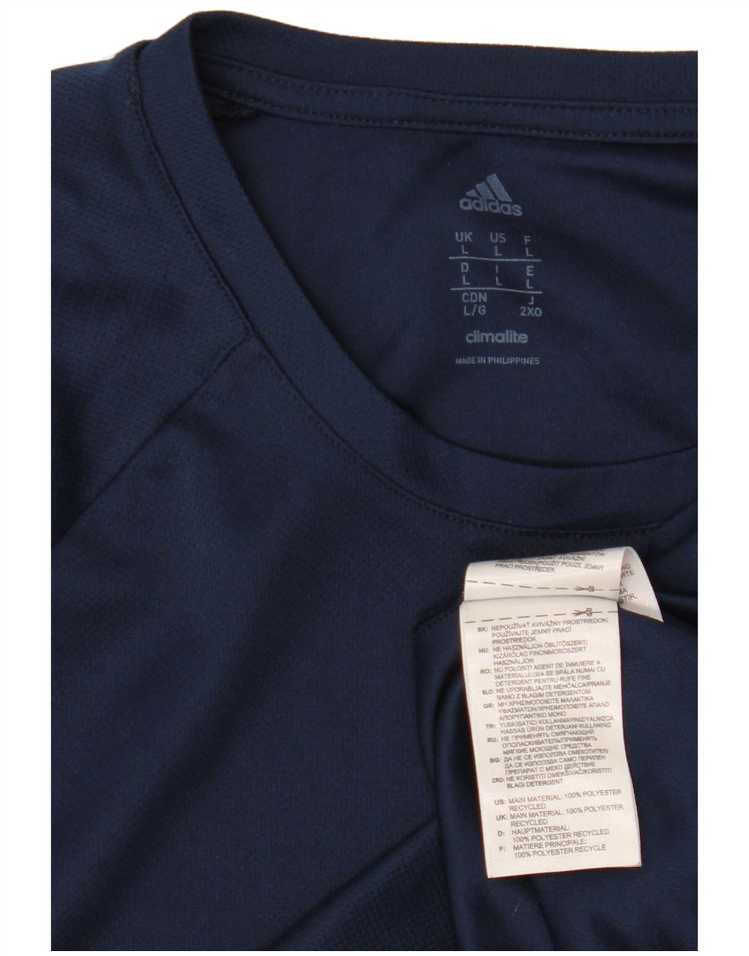 T-shirt grafica Adidas Climalite da uomo, grande, in poliestere blu navy