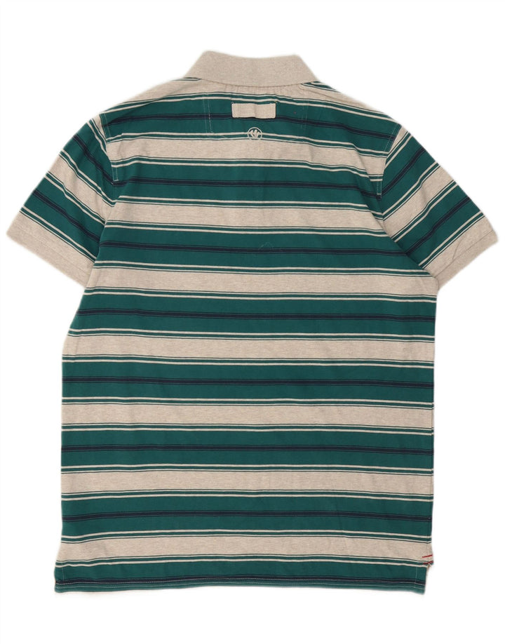 Polo da uomo Fat Face in cotone a righe verde medio