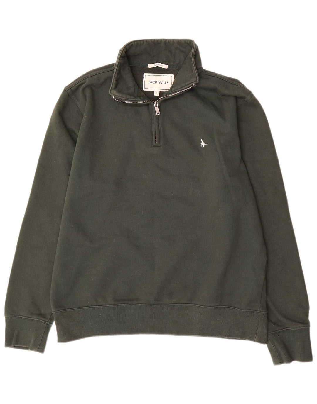 Felpa con collo con zip e vestibilità classica da uomo Jack Wills, cotone medio kaki