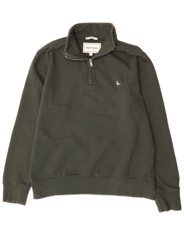 Felpa con collo con zip e vestibilità classica da uomo Jack Wills, cotone medio kaki
