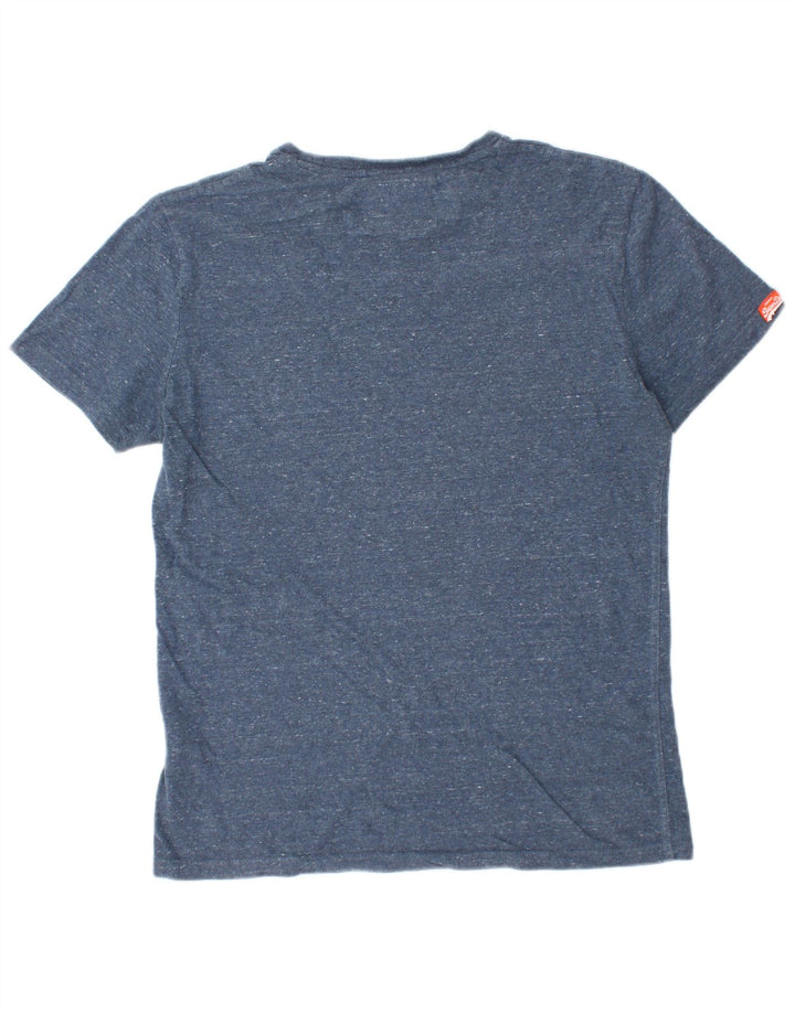 T-shirt da uomo SUPERDRY Top in cotone chiazzato blu navy medio