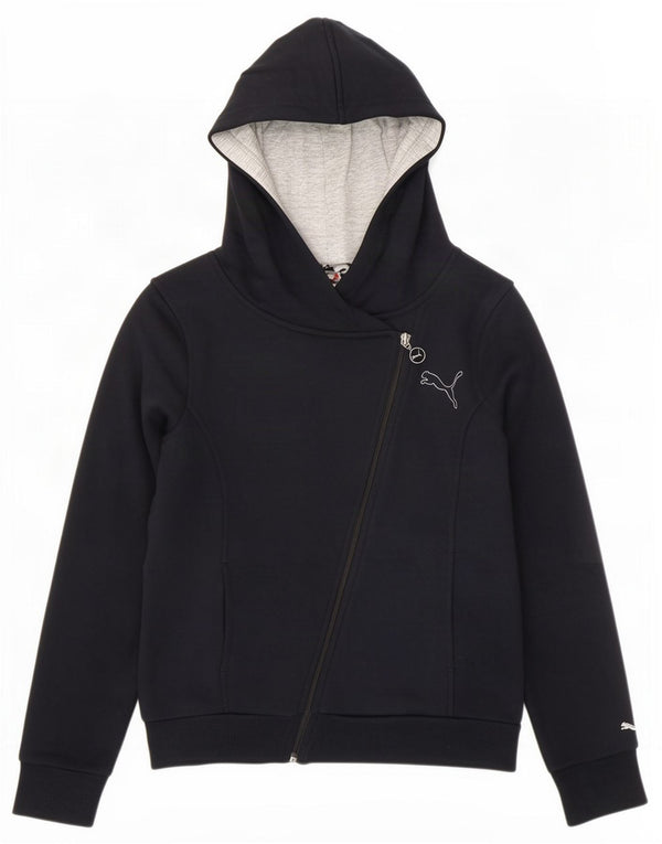 Puma Womens Zip Hoodie Sweater UK 12 Medium Black Cotton