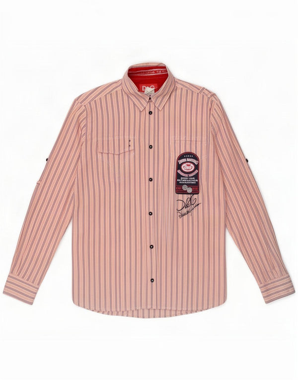 Dolce & Gabbana Mens Graphic Shirt Size 36 Small Pink Striped Cotton