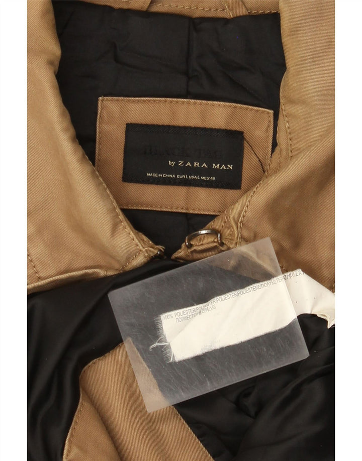 Giacca militare da uomo Zara UK 40 grande poliestere marrone