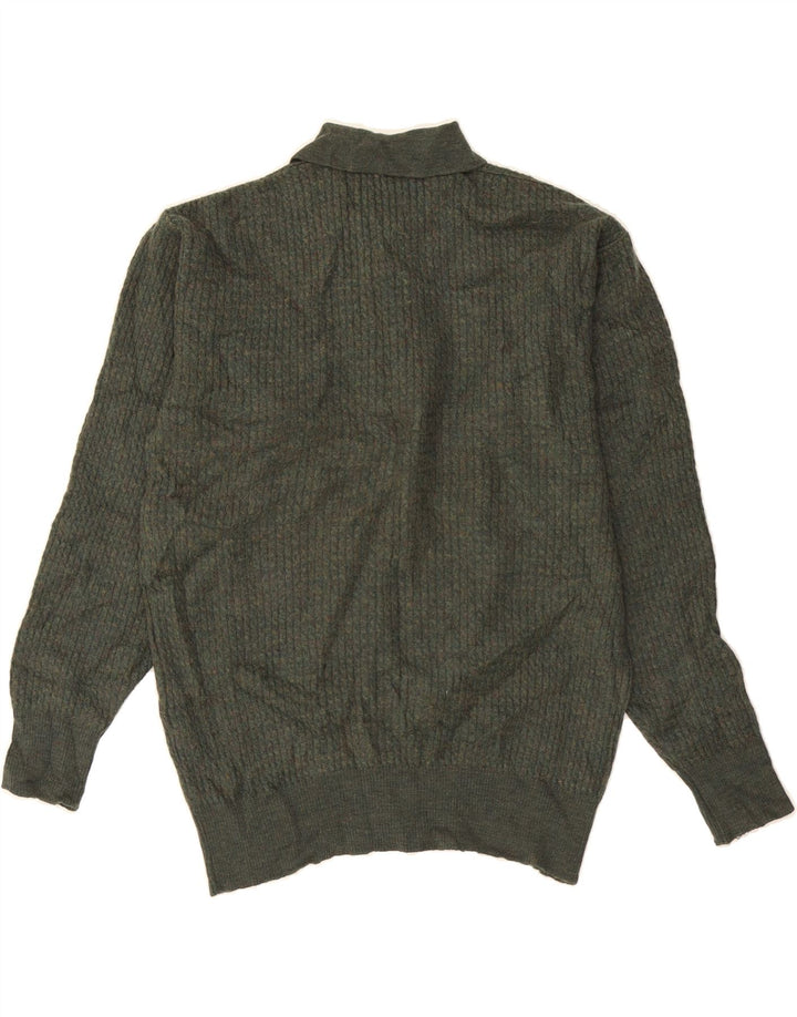 VINTAGE Mens Polo Neck Jumper Sweater Medium Green Argyle/Diamond Vintage Vintage and Second-Hand Vintage from Messina Hembry 