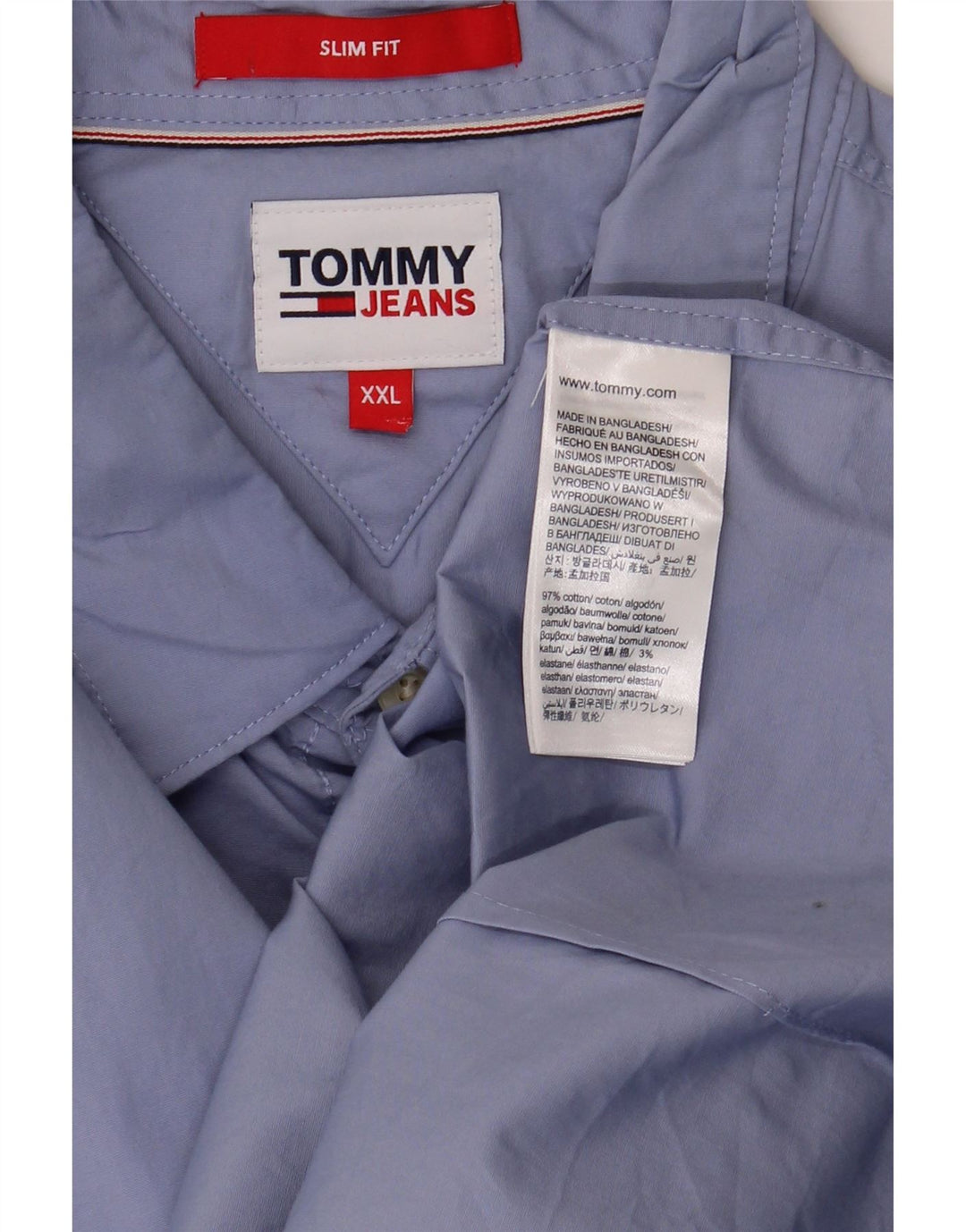 Camicia slim fit da uomo Tommy Jeans 2XL cotone blu
