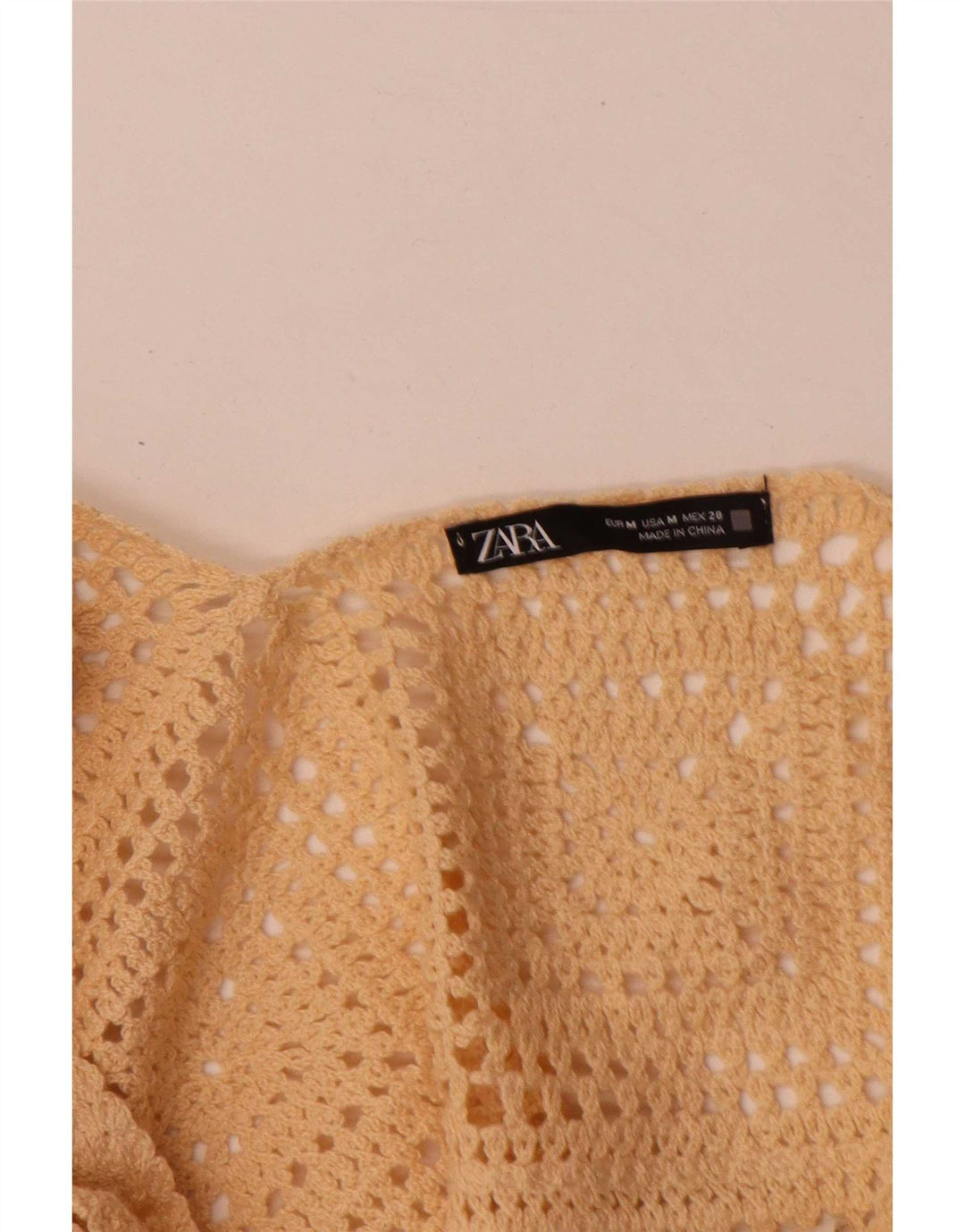 Top corto da donna Zara all'uncinetto UK 12 Cotone beige medio