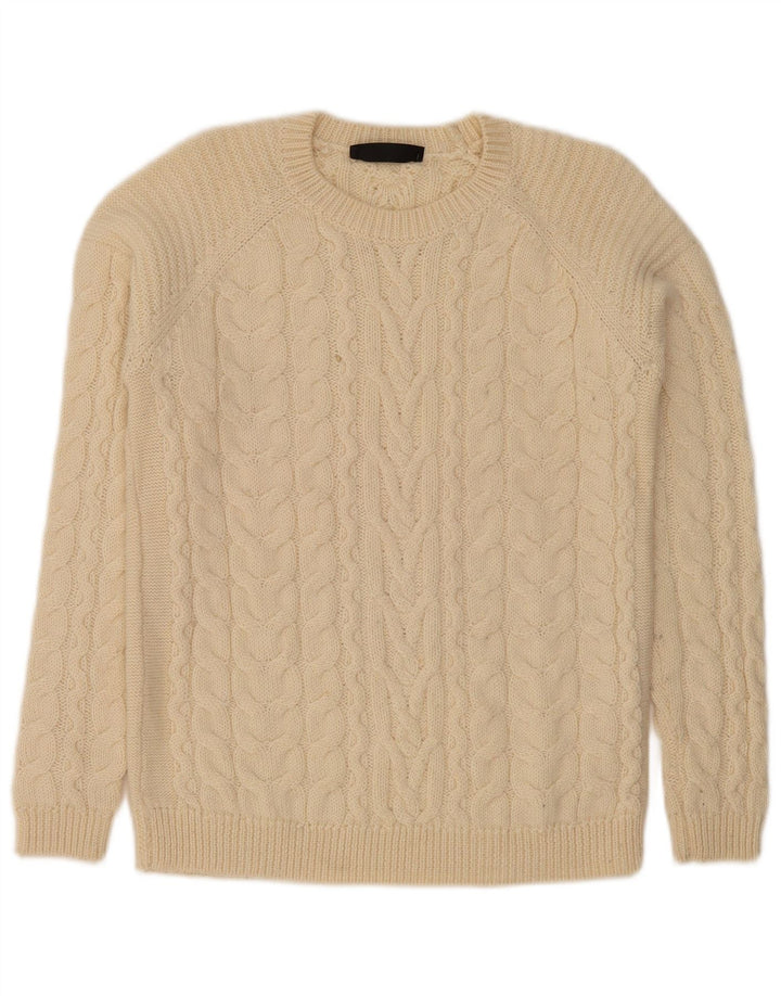 Maglione maglione girocollo da donna HALLHUBER UK 14 Lana beige medio