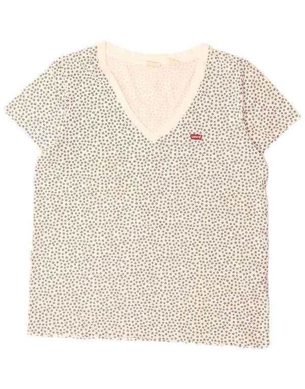 T-shirt da donna Levi's Top UK 16 grande cotone maculato bianco