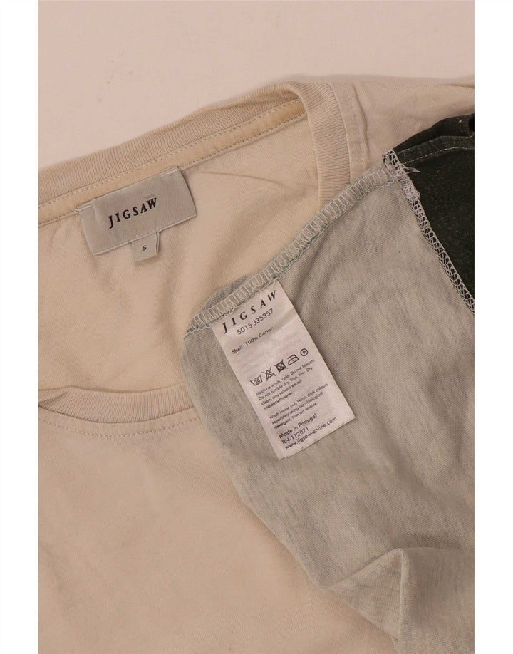 T-shirt da uomo Jigsaw Top Small in cotone color block bianco
