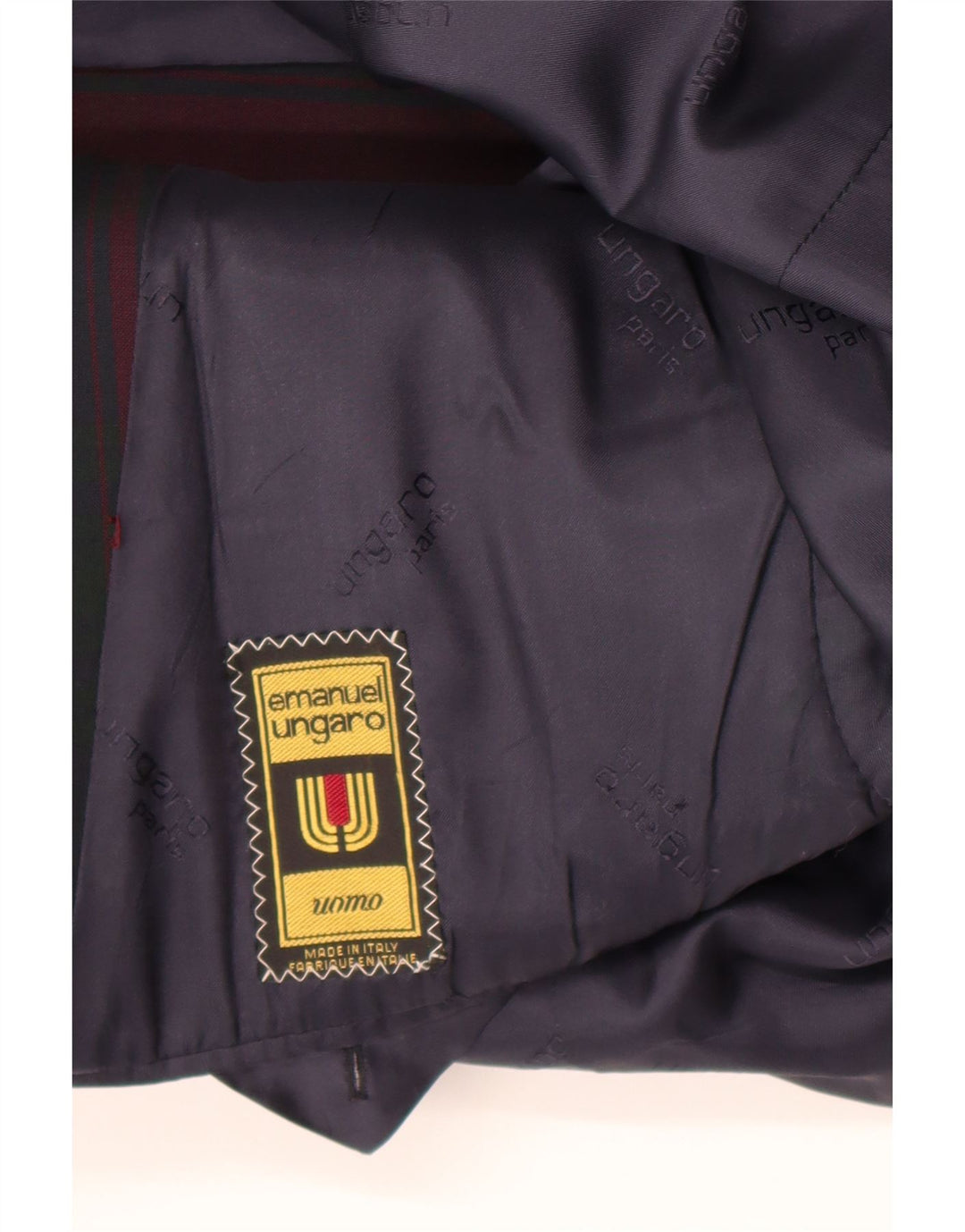 Giacca blazer da uomo a 2 bottoni Emanuel Ungaro UK 38 quadri bordeaux medio