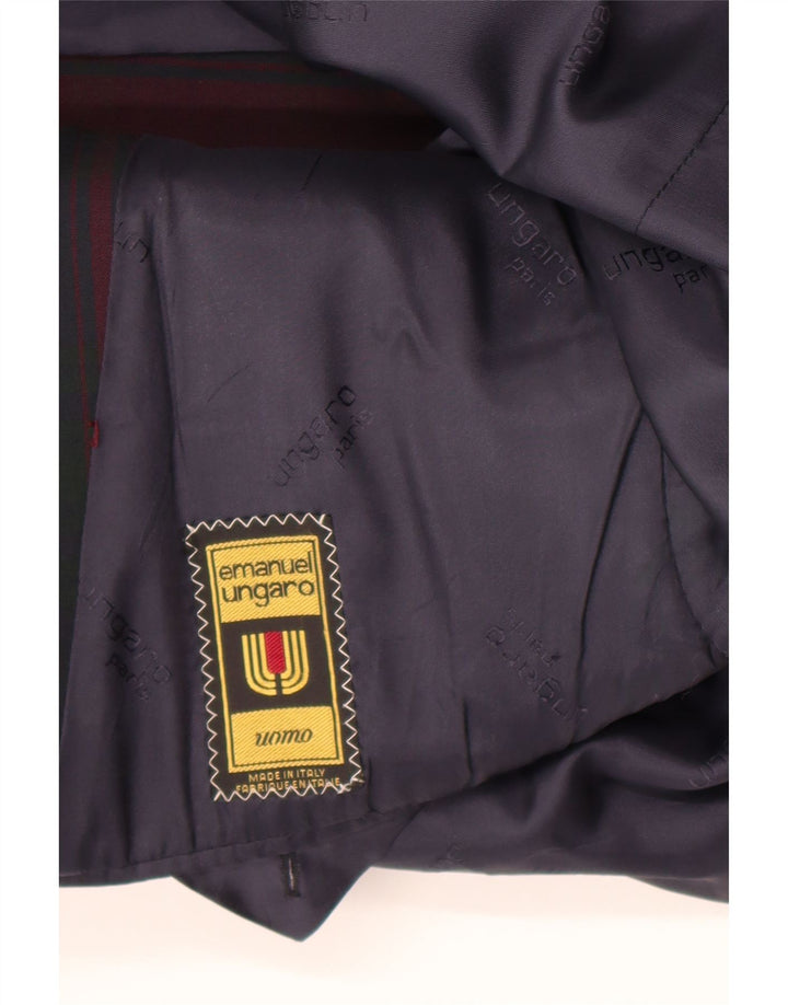 Giacca blazer da uomo a 2 bottoni Emanuel Ungaro UK 38 quadri bordeaux medio