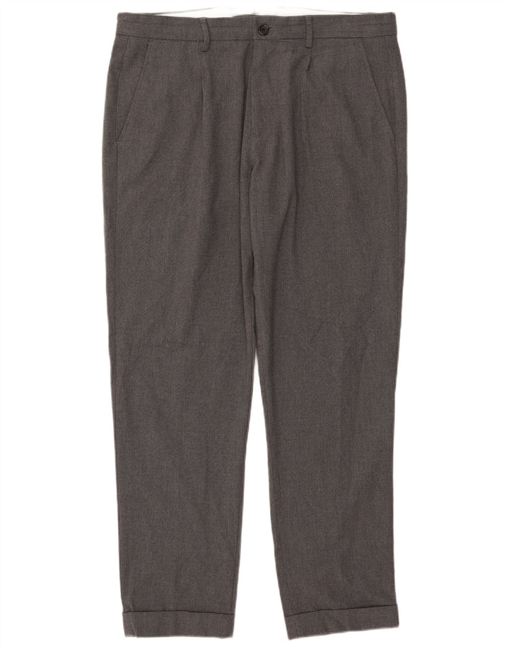 Pantaloni chino dritti da uomo Zara EU 44 Large W34 L29 Poliestere grigio
