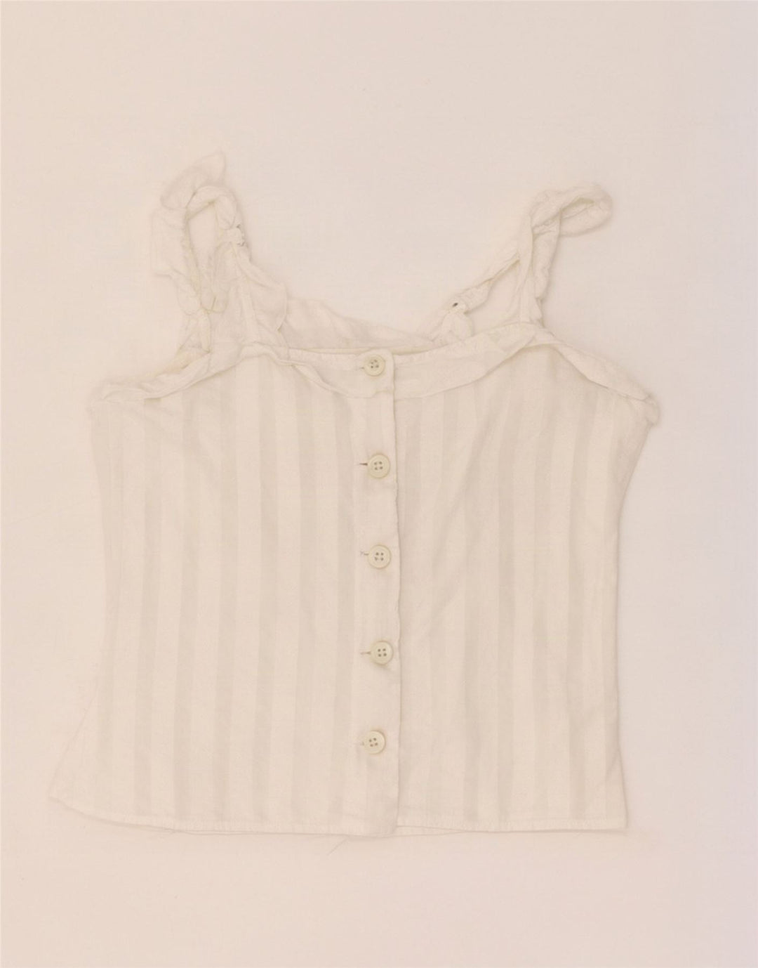 Canottiera corta vintage da donna UK 4 XS a righe bianche