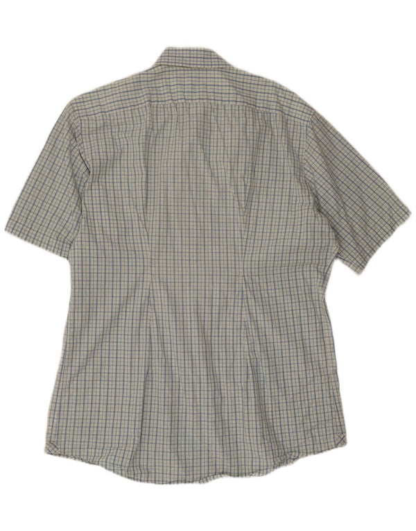 Camicia da uomo a maniche corte Lacoste vestibilità classica taglia 42 grande cotone a quadri blu
