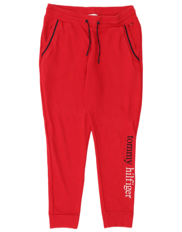 Tommy Hilfiger Pantaloni da tuta con grafica da uomo Joggers Large Rosso Cotone