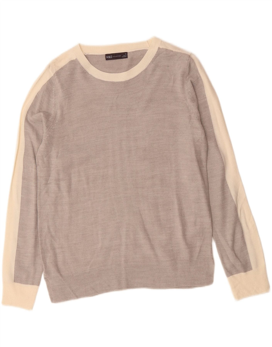 MARKS & SPENCER Maglione da donna con scollo a barca UK 12 Grigio medio