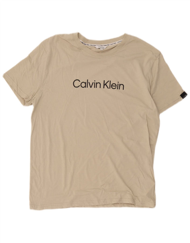 Maglietta grafica da uomo Calvin Klein Top in cotone beige medio
