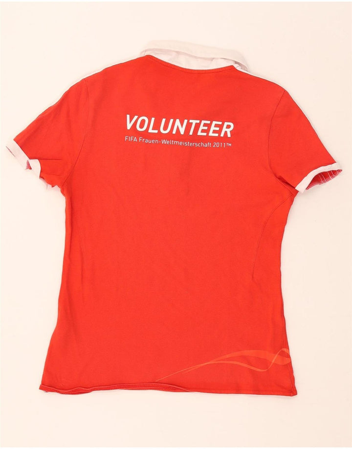 Polo grafica da donna Adidas UK 14 cotone rosso medio