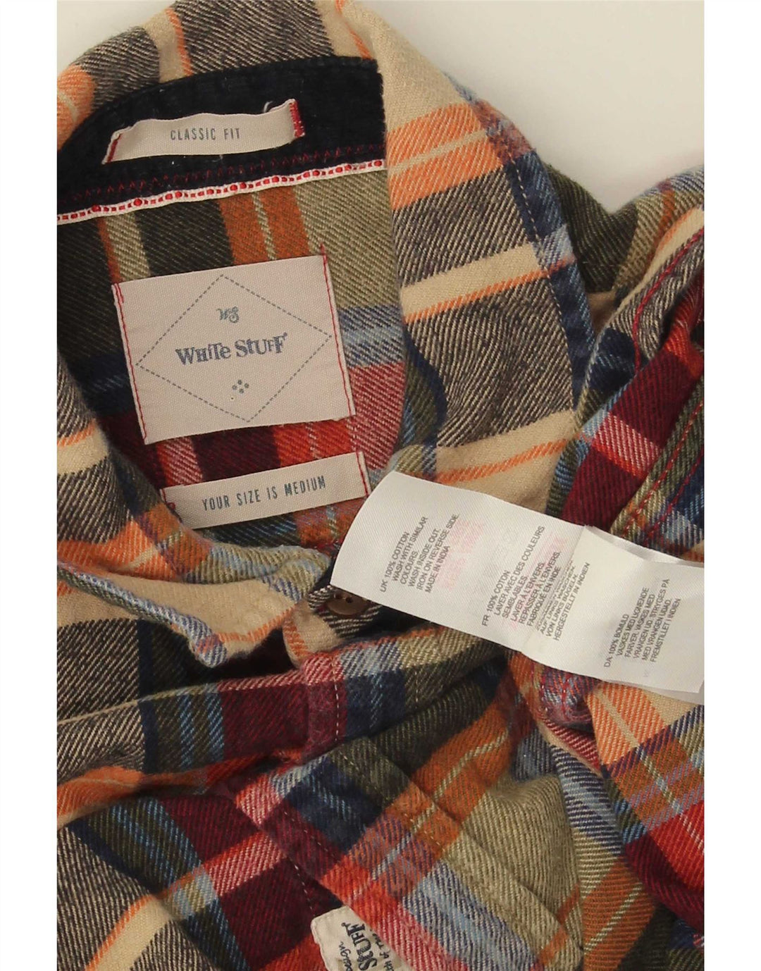 Camicia da uomo in flanella dal taglio classico di White Stuff a quadri multicolore medio