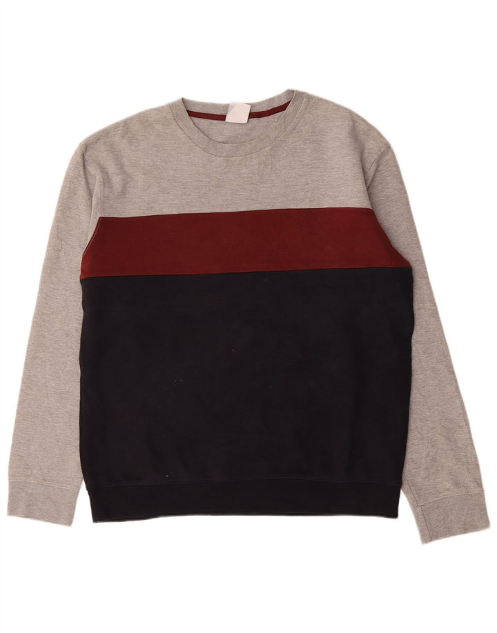 Maglione maglione girocollo da uomo Zara XL in cotone color block multicolore