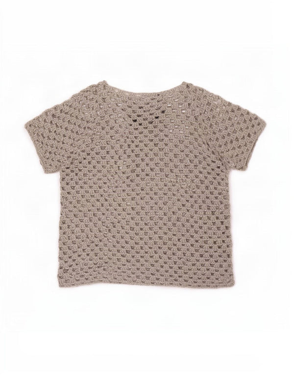 Top vintage da donna trasparente con camicetta trasparente UK 16 grande grigio floreale