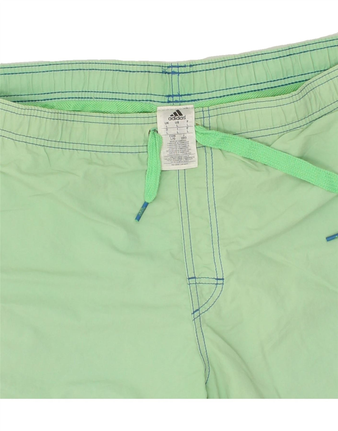 ADIDAS Mens Sport Shorts Large Green Nylon Vintage Adidas and Second-Hand Adidas from Messina Hembry 