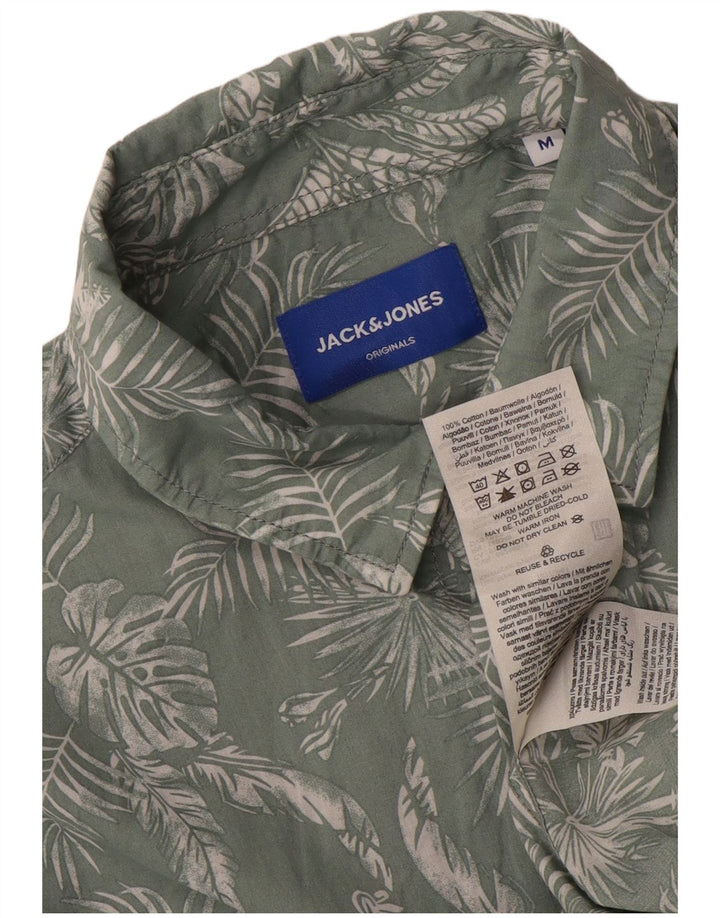 Camicia a maniche corte da uomo Jack & Jones in cotone floreale verde medio