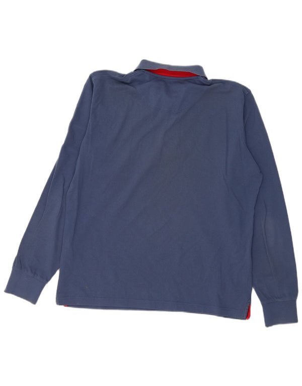 Polo da uomo a maniche lunghe Harmont & Blaine grande in cotone blu